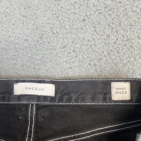 PacSun Jeans Men’s 31x32 Baggy Relaxed Black Faded Wash Cargo Grunge Punk Skate - Picture 7 of 14